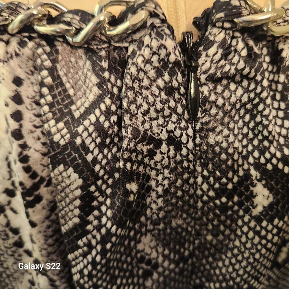 Michael Kors Print/Silver chain detailed dress. NWT. Size 3 X